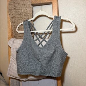 Zella Heather Gray Strappy Racerback Sports Bra Size Medium